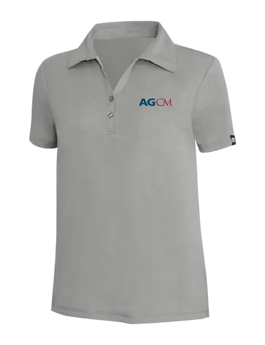 TravisMathew Light Grey Heather Womens Coto Performance Polo w/AG|CM Logo