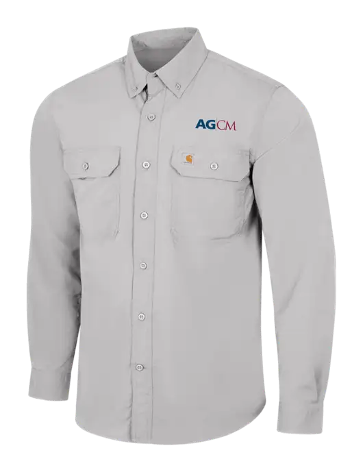Carhartt Force Light Grey Solid Long Sleeve Shirt w/AG|CM Logo
