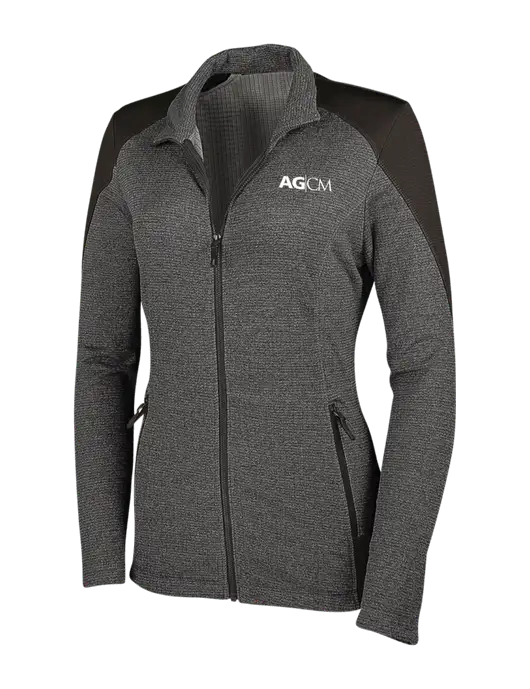Medium Grey Heather Womens Grid Fleece Jacket w/AG|CM Logo