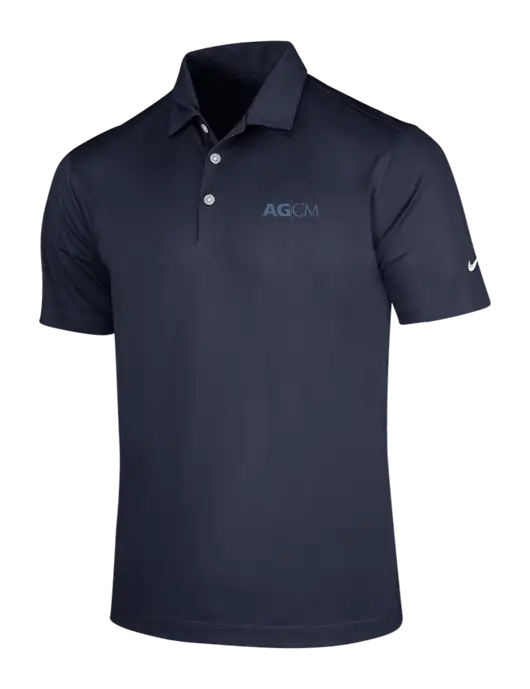 NIKE Dark Navy Dri-Fit Vertical Mesh Polo w/AG|CM Logo