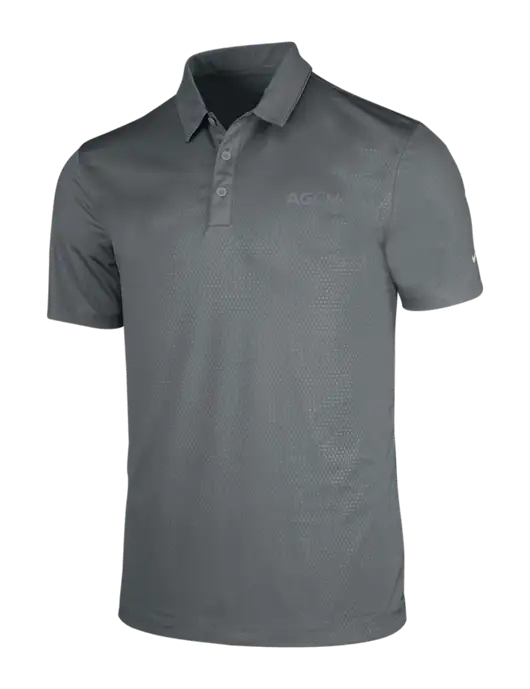 NIKE Medium Grey Dri-Fit Embossed Tri-Blade Polo w/AG|CM Logo