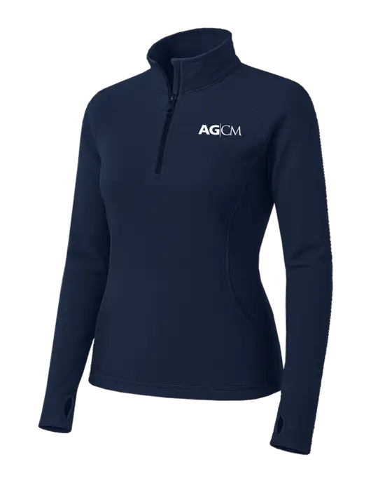 Navy Womens Sport Wick Stretch 1/4 Zip Pullover w/AG|CM Logo