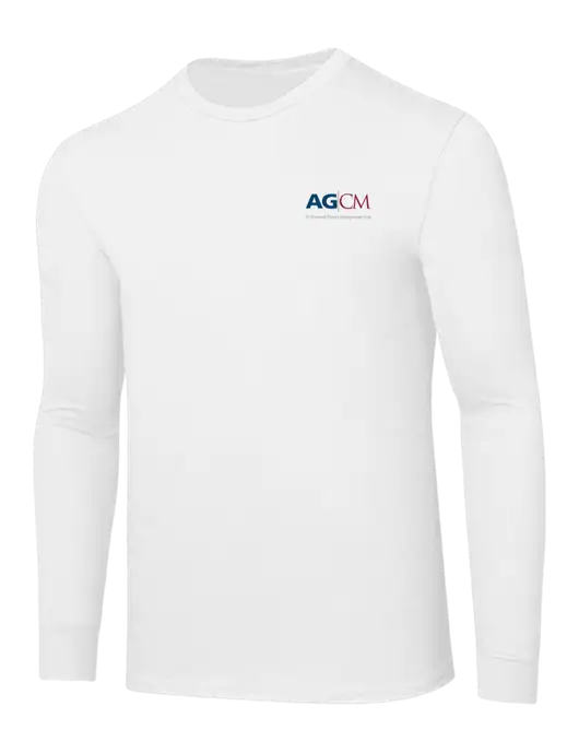 Core Blend White Long Sleeve Tee w/AG|CM Logo