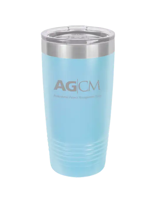 Polar Camel 20 oz Powder Coated Light Blue Vacuum Insulated Tumbler w/AG|CM Logo