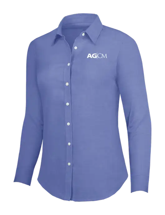 Navy Womens SuperPro Oxford Shirt w/AG|CM Logo