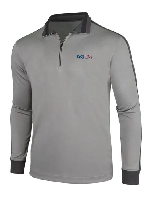 NIKE Athletic Grey/Heather Dark Grey Dry-Fit 1/2 Zip Cover-Up w/AG|CM Logo