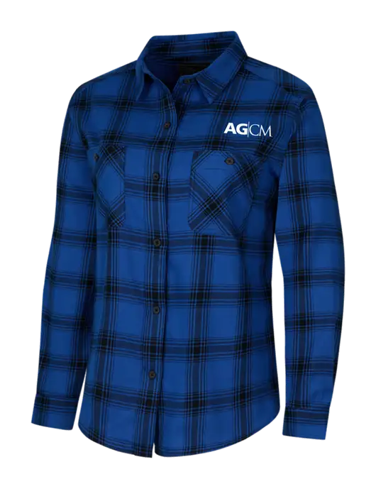 Womens Royal/Black Plaid Flannel Shirt w/AG|CM Logo