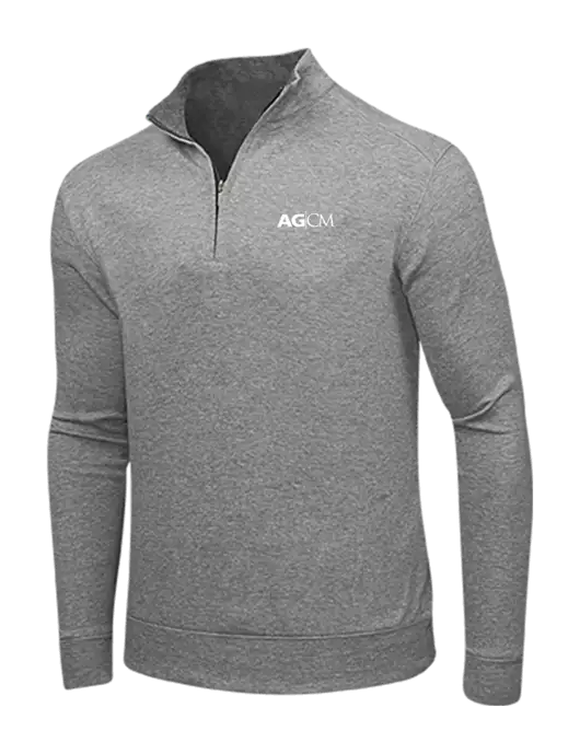 Medium Heather Grey/Charcoal Heather Interlock 1/4 Zip w/AG|CM Logo