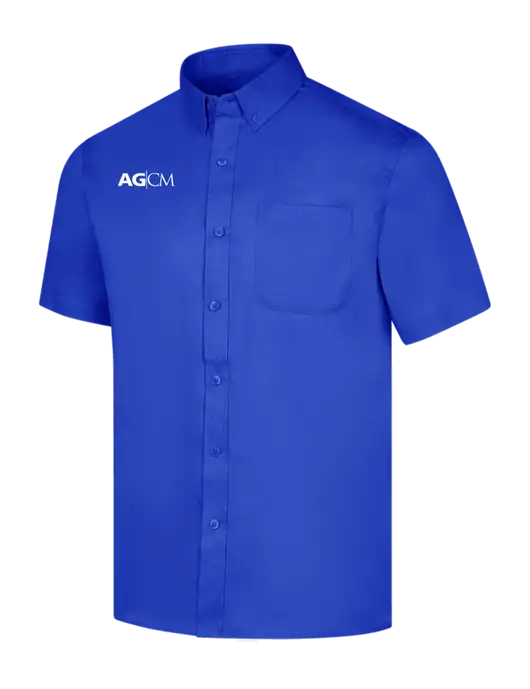 Short Sleeve Dark Royal Superpro React Twill Shirt w/AG|CM Logo