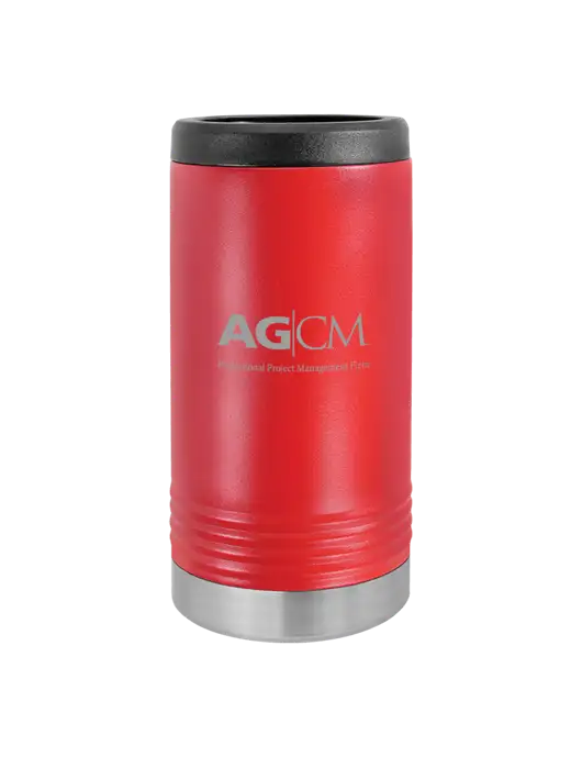Polar Camel Powder Coated Red Vacuum Insulated Slim Beverage Holder w/AG|CM Logo