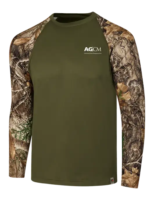 Russell Outdoors Olive/Realtree Edge Camo Colorblock Performance Long Sleeve T-Shirt w/AG|CM Logo