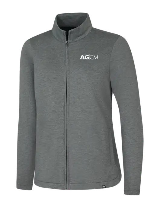 TravisMathew Womens Dark Grey Heather Coveside Full-Zip w/AG|CM Logo