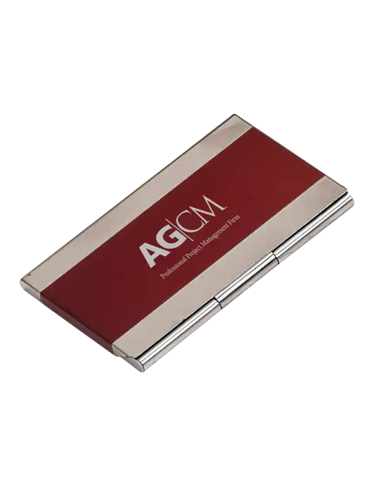 Red 3.75 x 2.5 Business Card Holder w/AG|CM Logo