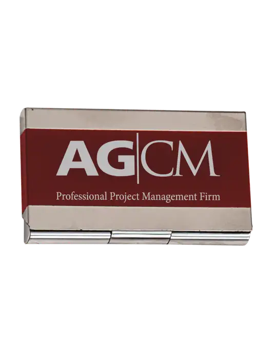 Red 3.75 x 2.5 Business Card Holder w/AG|CM Logo