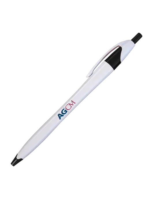 Novella White/Black Classic Pen - Blue Ink w/AG|CM Logo