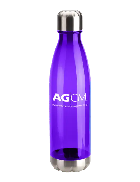 Bayside Tritan Purple 25 oz Bottle with Stainless Base and Cap w/AG|CM Logo