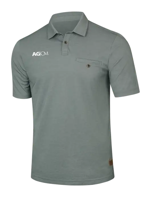 TravisMathew Dark Green Heather Sunsetters Pocket Polo w/AG|CM Logo