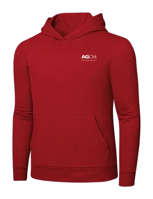 Bright Red 8.5 oz Ring Spun Hooded Sweatshirt w/AG|CM Logo