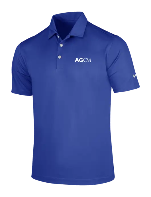 NIKE Dark Royal Dri-Fit Vertical Mesh Polo w/AG|CM Logo