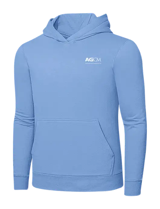 Light Blue 7.8. oz Ring Spun Hooded Sweatshirt w/AG|CM Logo