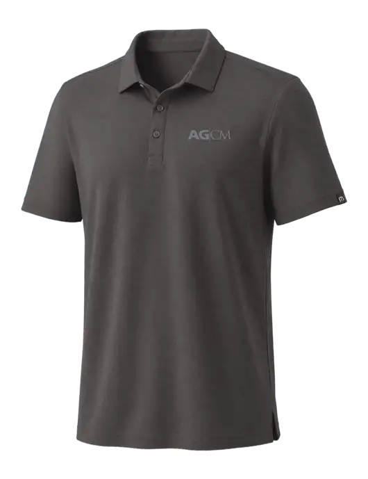 TravisMathew Med Dark Grey Coto Performance Polo w/AG|CM Logo