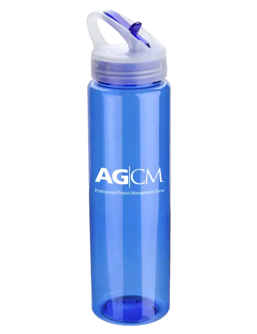 Buddy Blue 32 oz PET Bottle with Flip Lid w/AG|CM Logo