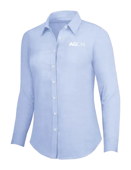 Light Blue Womens SuperPro Oxford Shirt w/AG|CM Logo
