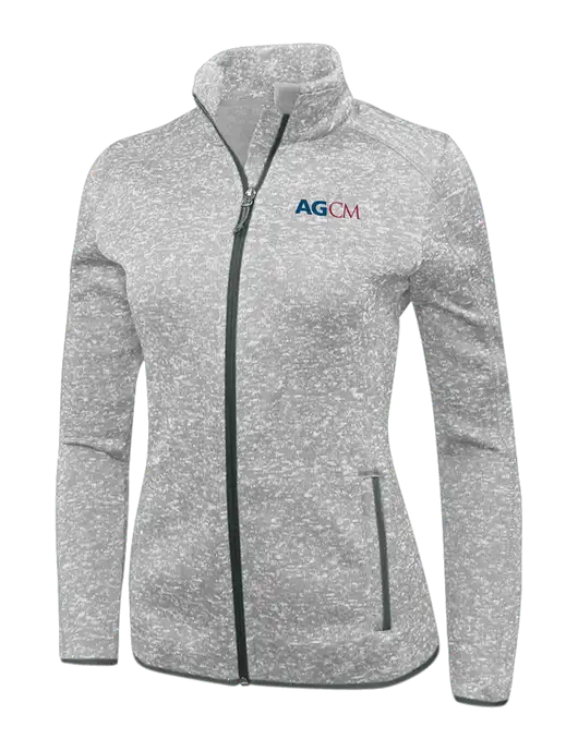 Grey Heather Womens Sweater Fleece Jacket w/AG|CM Logo