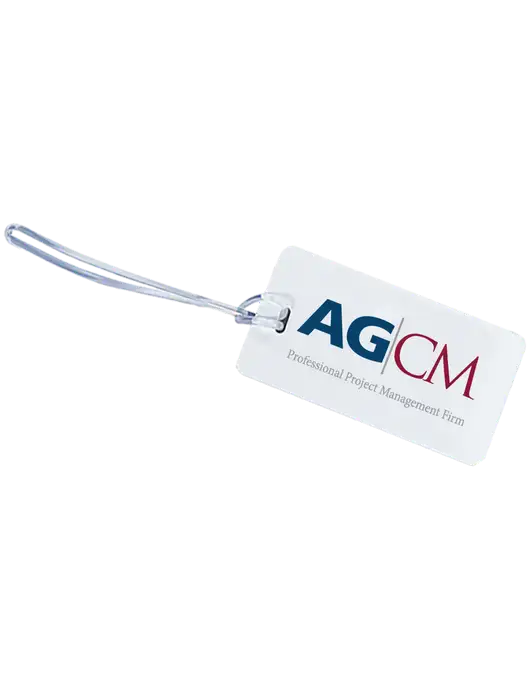 Flyaway White Luggage Tag w/AG|CM Logo