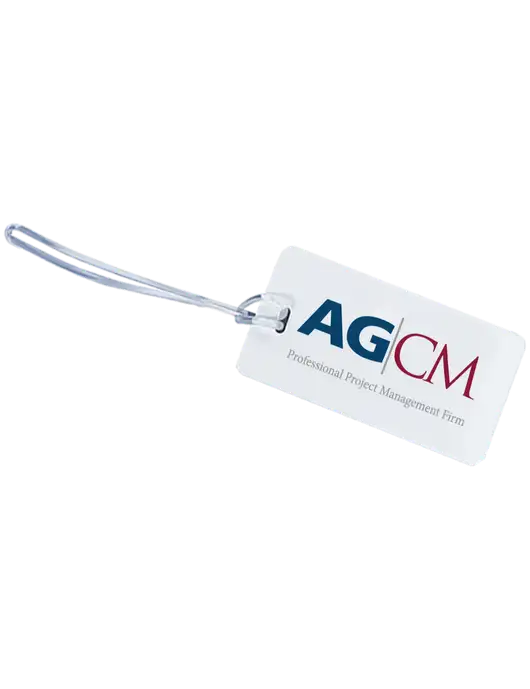 Flyaway White Luggage Tag w/AG|CM Logo