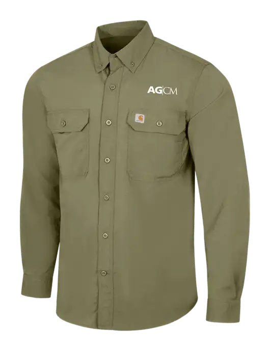 Carhartt Force Olive Green Solid Long Sleeve Shirt w/AG|CM Logo
