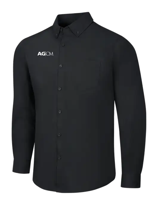 Black Long Sleeve Carefree Poplin Shirt w/AG|CM Logo