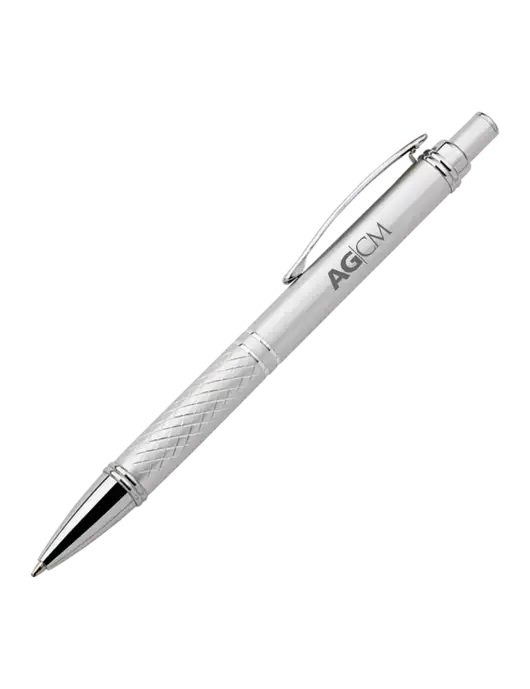 Silver Stellar Scribe Pen - Black Ink w/AG|CM Logo