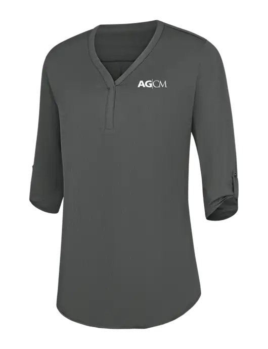 Womens Dark Grey City Stretch 3/4-Sleeve Tunic w/AG|CM Logo