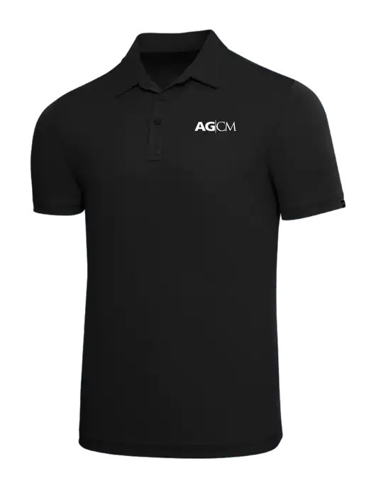 TravisMathew Black Solid Oceanside Polo w/AG|CM Logo