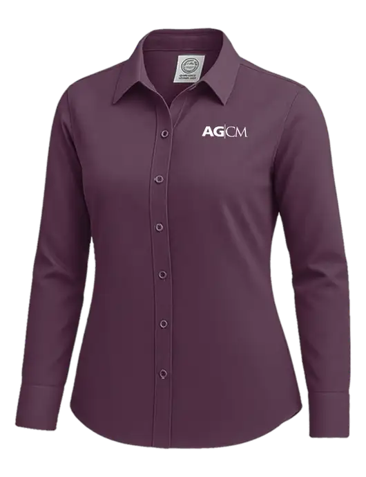 Brooks Brothers Womens Eggplant Wrinkle-Free Stretch Nailhead Shirt w/AG|CM Logo