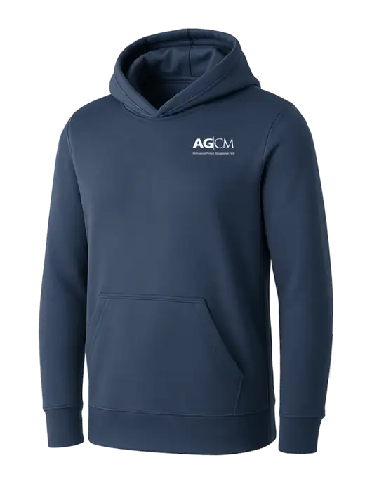 Womens Navy Core Fleece Pullover Hooded Sweatshirt w/AG|CM Logo