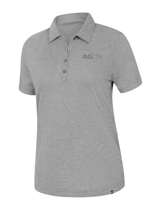 TravisMathew Womens Light Grey Heather Sunnyvale Polo w/AG|CM Logo