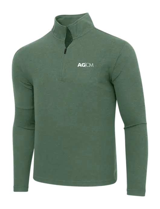 Adidas Dark Green Heather 3 Stripes Quarter Zip Sweater w/AG|CM Logo