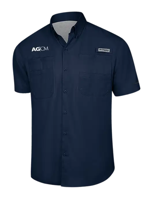 Columbia Navy PFG Tamiami II Short Sleeve Shirt w/AG|CM Logo