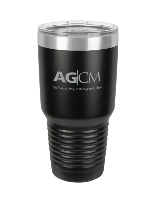 Polar Camel 30 oz Powder Coated Black Vacuum Insulated Tumbler w/AG|CM Logo