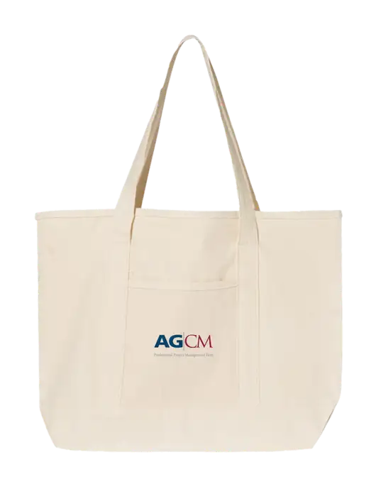 Natural Large Canvas Deluxe Tote w/AG|CM Logo