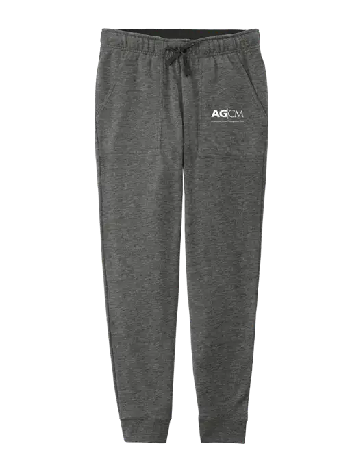 Womens Posicharge Tri-blend Wicking Dark Grey Heather Triad Solid Fleece Jogger w/AG|CM Logo