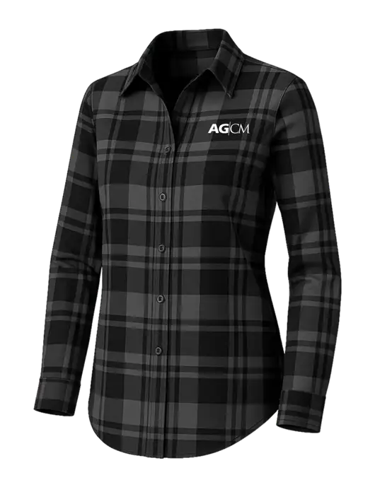 Womens Medium Grey/Black Plaid Flannel Tunic w/AG|CM Logo