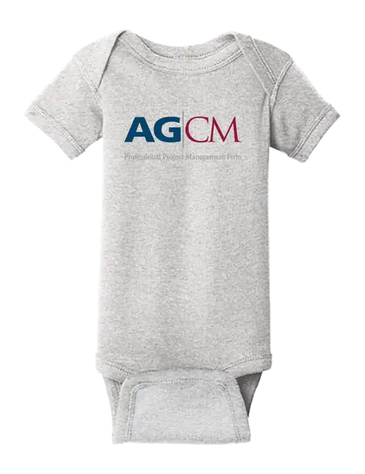 Rabbit Skins Light Grey Heather Infant Short Sleeve Baby Rib Bodysuit w/AG|CM Logo