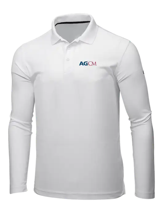 OGIO Bright White Caliber 2.0 Long Sleeve Polo w/AG|CM Logo