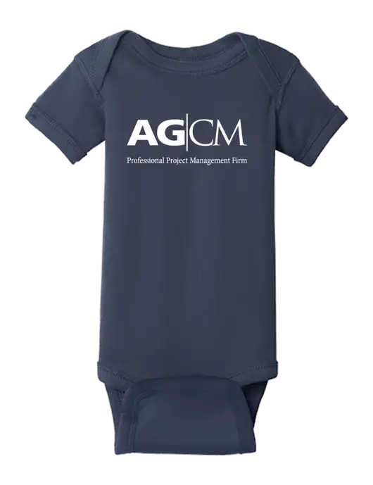 Rabbit Skins Navy Infant Short Sleeve Baby Rib Bodysuit w/AG|CM Logo