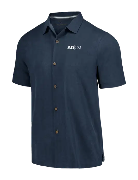 Tommy Bahama Navy Tropic Isles Short Sleeve Shirt w/AG|CM Logo