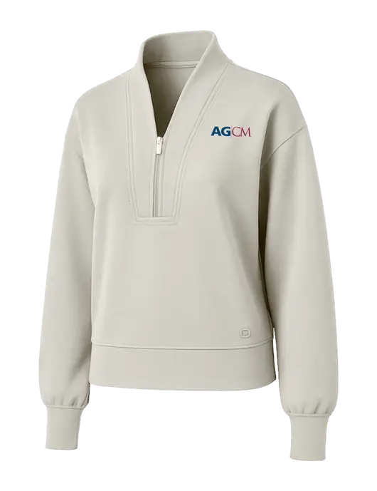 OGIO Womens Ivory Transcend 1/4-Zip w/AG|CM Logo