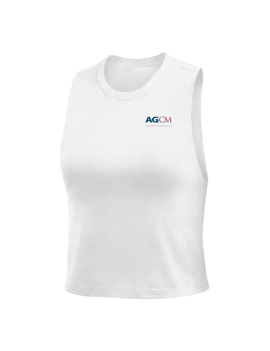 BELLA+CANVAS Womens White Racerback Crop Tank  w/AG|CM Logo